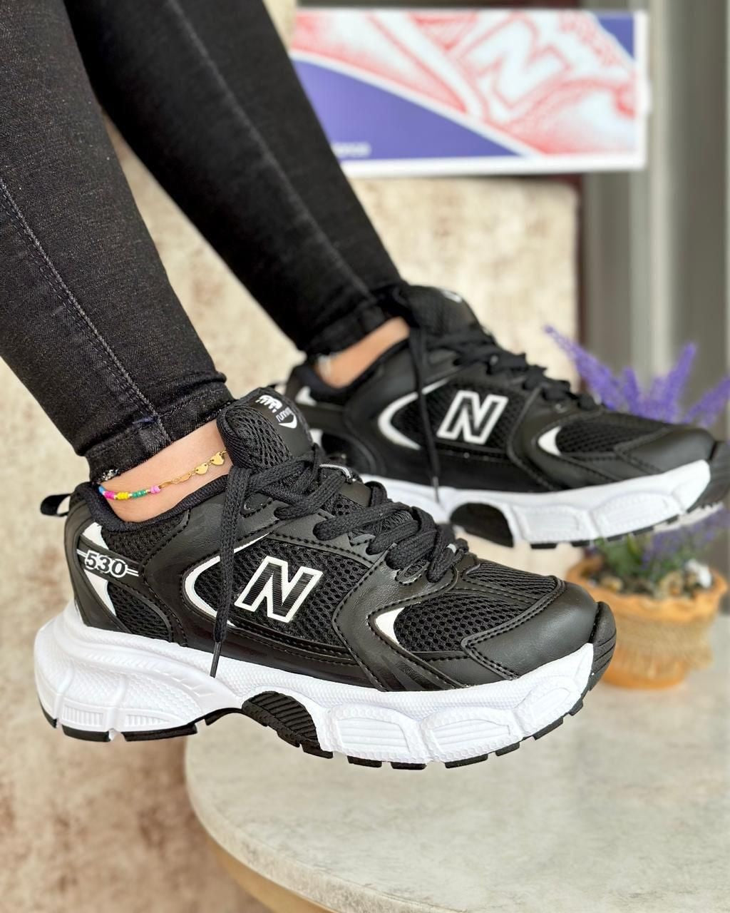 Tenis Dama NB008 530 Capellada Importada - 05_negro-gris