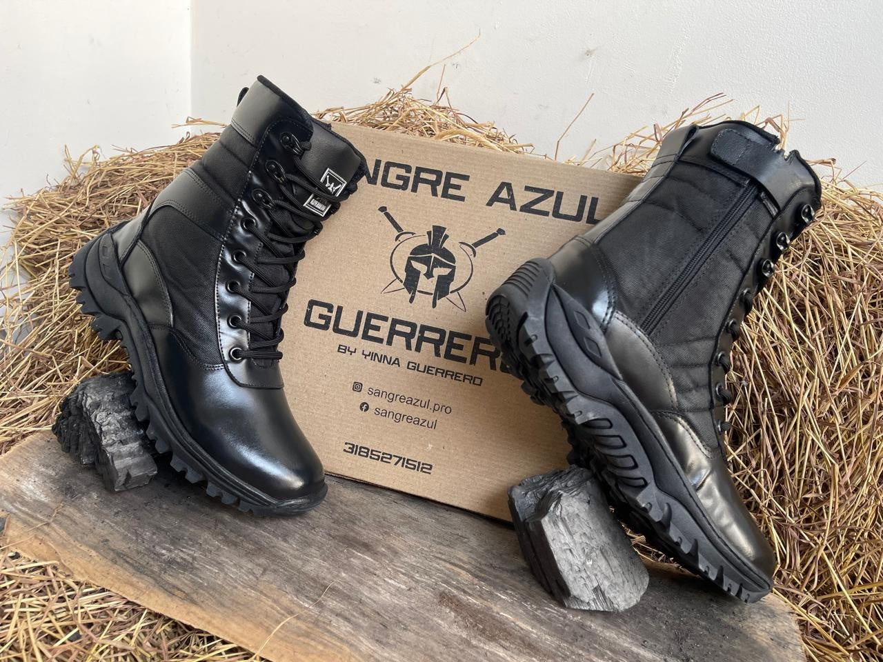 Bota Tacticas 100% Cuero Guerrero Sahara Black Brill - 08_negro-8