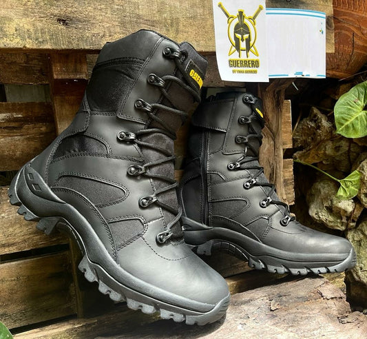 Bota Guerrero 100% Cuero Tactica Mate - 02_gris-negro-2