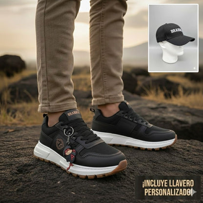 Combo Calzado Brahma 3 0 + Gorra Bordada + Llavero - 02_negro-cafe-2
