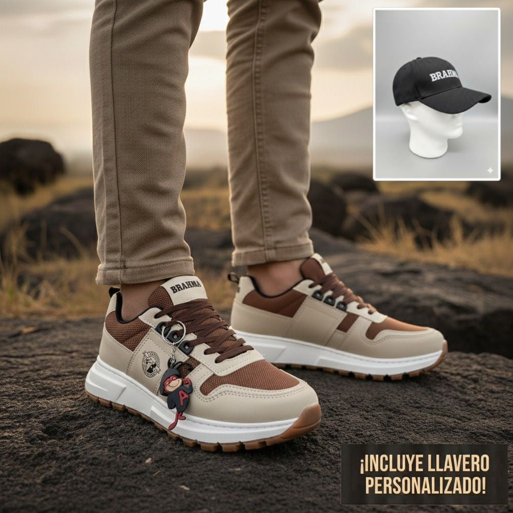Combo Calzado Brahma 3 0 + Gorra Bordada + Llavero - 04_negro-cafe-4